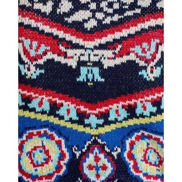 Farm Rio Ainika Tiles Knit Wide Collar Cardigan Sweater Women's Size XS Multi - Picture 3 of 5